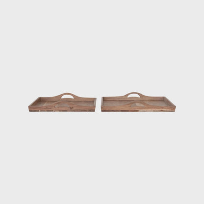 Acacia Wood Trays w/ Handles, Natural
