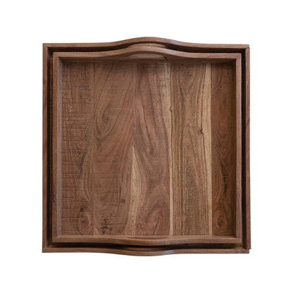 Acacia Wood Trays w/ Handles, Natural