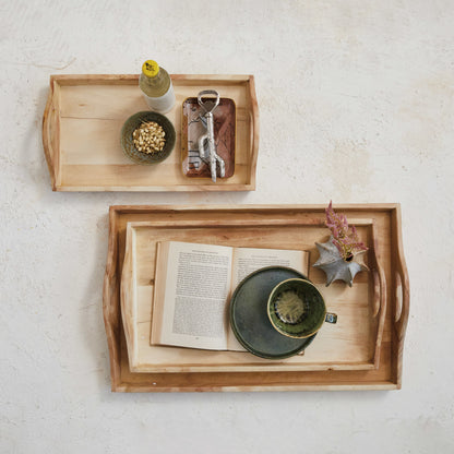 Rectangular Acacia Wood Trays w/ Handles