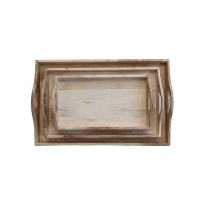 Rectangular Acacia Wood Trays w/ Handles