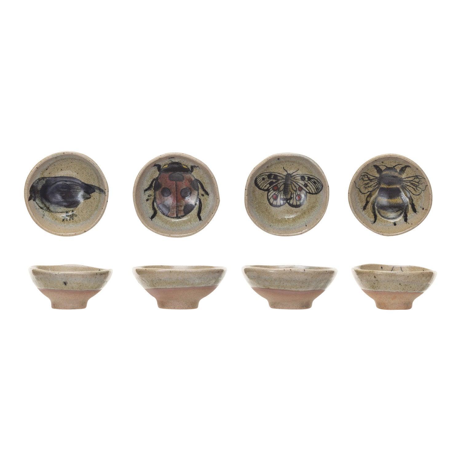 Stoneware Dish w/ Insect/Bird, 4 Styles (Each One Will Vary)