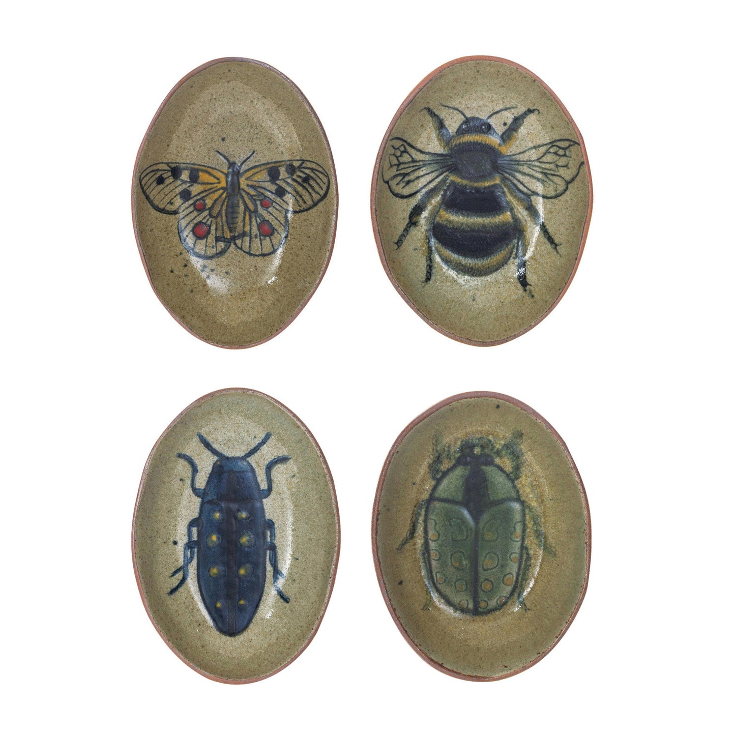 Stoneware Dish w/ Insect, 4 Styles (Each One Will Vary)