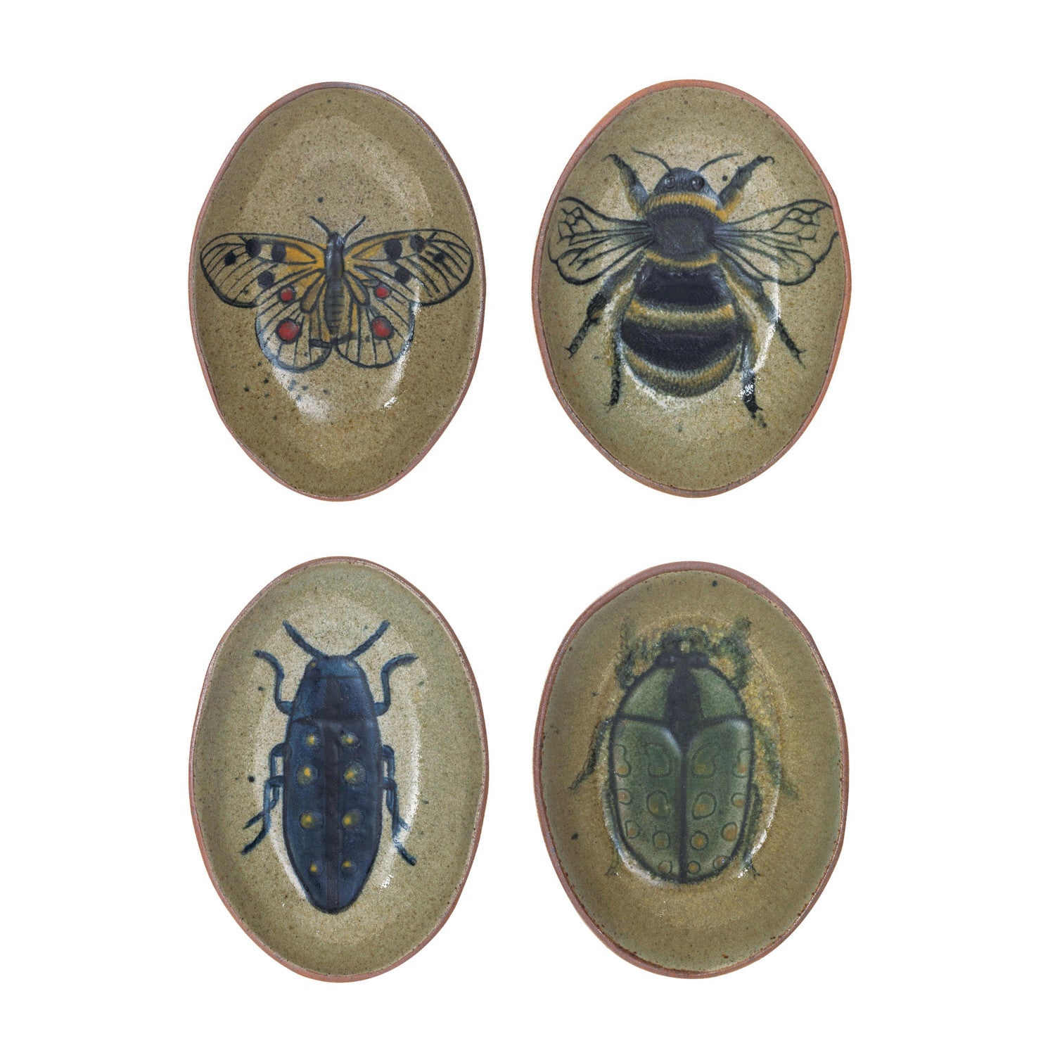 Stoneware Dish w/ Insect, 4 Styles (Each One Will Vary)