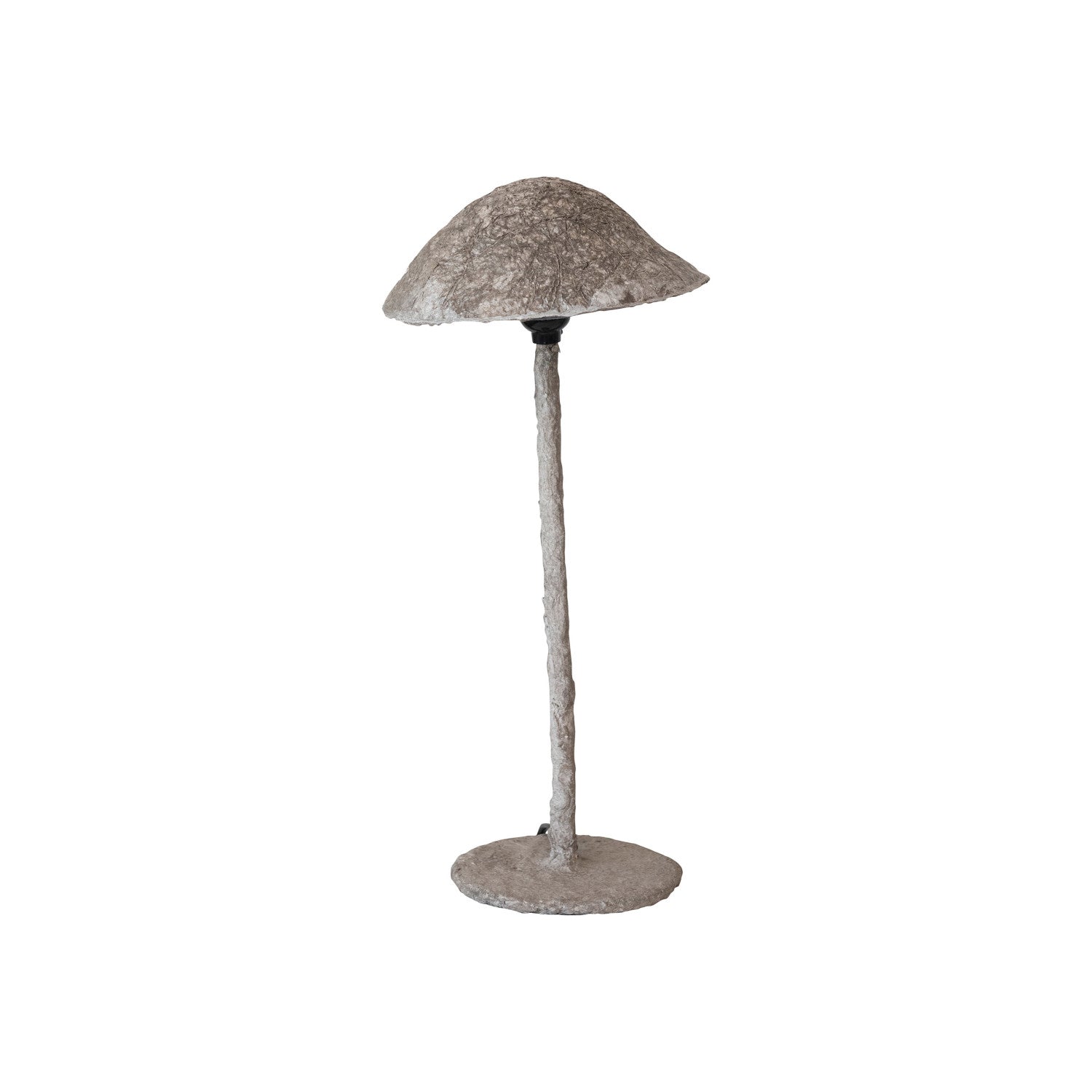 Paper Mache & Metal Mushroom Shaped Table Lamp w/ Inline Switch