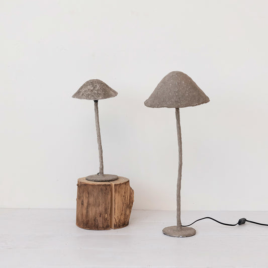 Mushroom Table Lamp w/ Inline Switch - Paper Mache & Metal