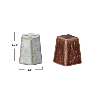 Stoneware Salt & Pepper Shakers, Set of 2