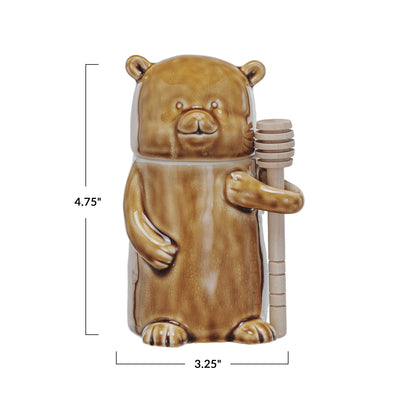 Honey Jar w/ Wood Honey Dipper