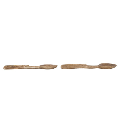 Carved Mango Wood Salad Servers, Set of 2