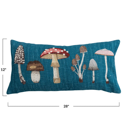 Pillow with Mushrooms & Embroidery
