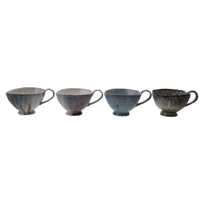 14 oz. Stoneware Footed Mug, 4 Colors (Each One Will Vary)