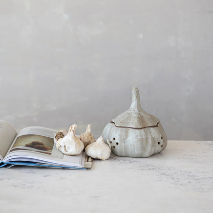 Stoneware Garlic Shaped Garlic/Onion Keeper