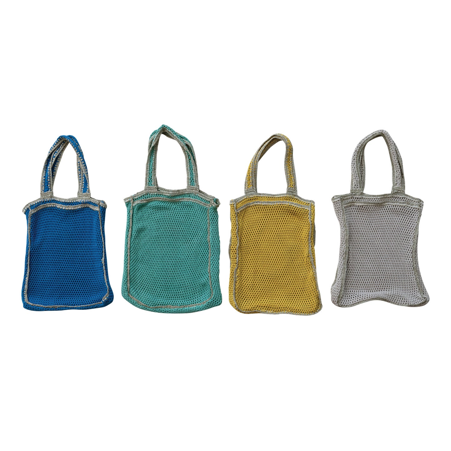 Cotton Blend Crocheted Tote Bag, 4 Colors