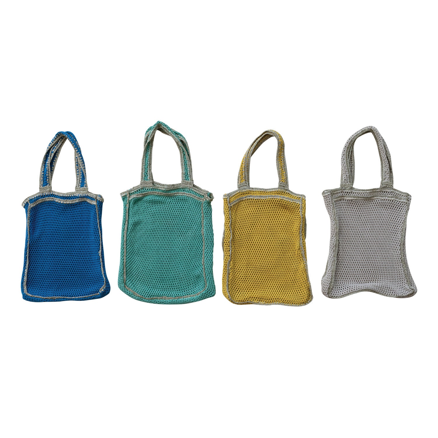 Cotton Blend Crocheted Tote Bag, 4 Colors
