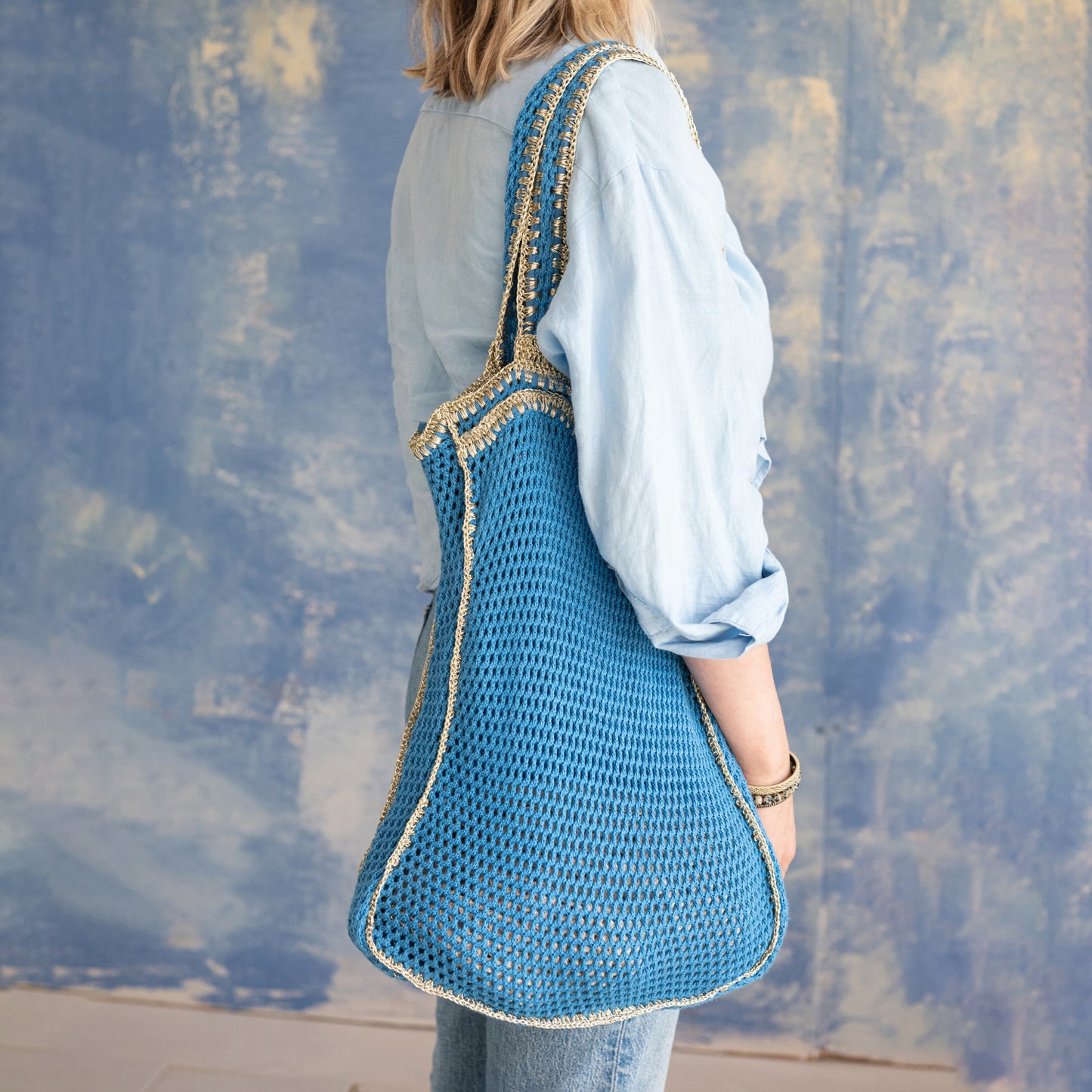 Cotton Blend Crocheted Tote Bag
