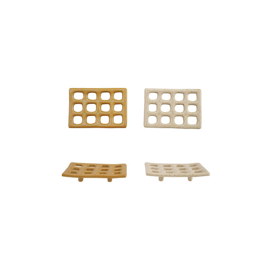 Stoneware Footed Soap Dish, 2 Colors (Each One Will Vary)