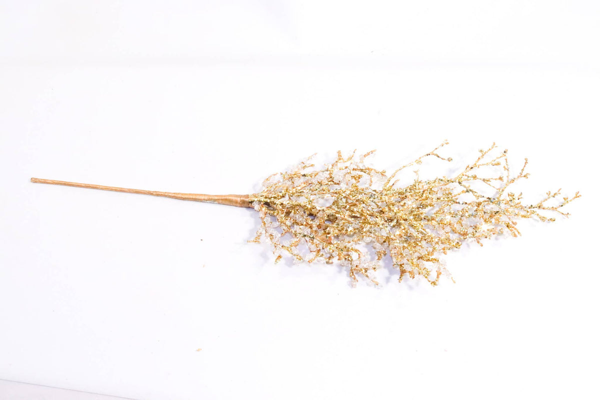 24" Gold Ice Spray Christmas Decoration – Glittered Decor