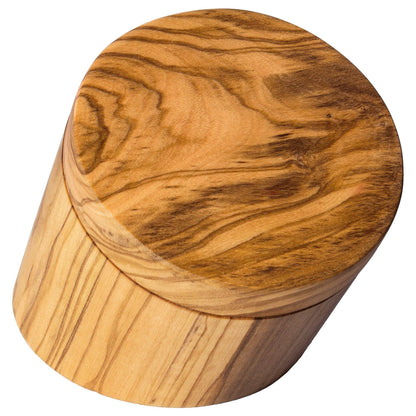 Olive Wood Salt Cellar with Swivel Lid