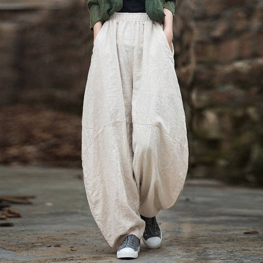 Women's Loose-Fitting Linen & Cotton Ramie Sand-Fried Medita