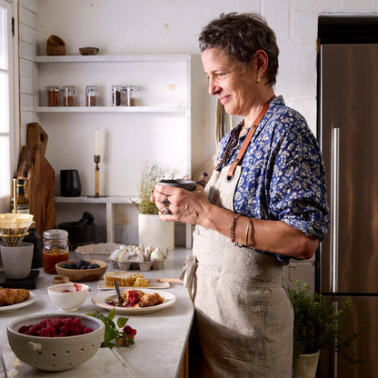 Washed Natural Linen and Leather Apron