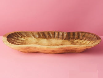 Wood Curved Bowl w/ Waxed Finish