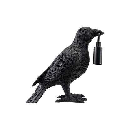 Resin Crow Shaped Table Lamp with Inline Switch, Black