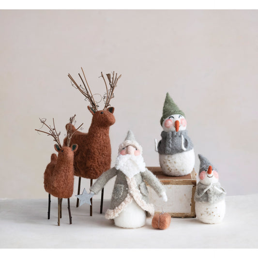 3" Rnd x 8"H Wool Felt Santa