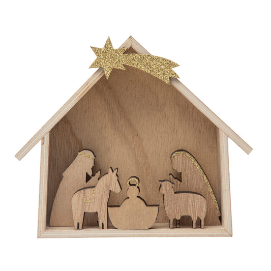 5" H Wood Nativity