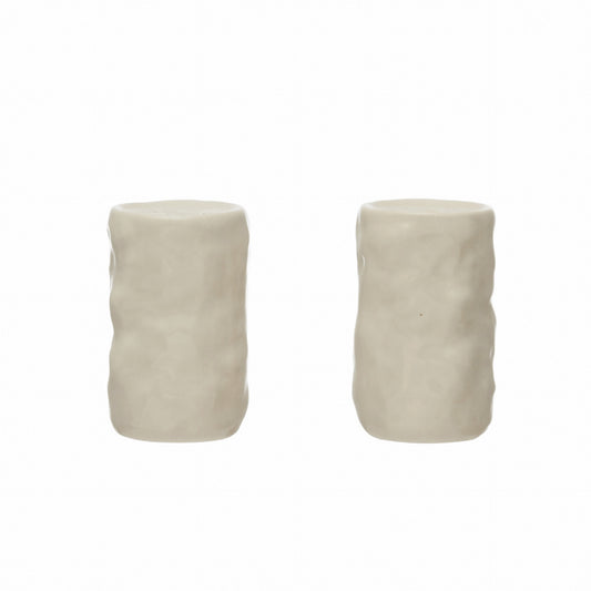 Sculpted Stoneware Salt and Pepper Shakers, Set of 2