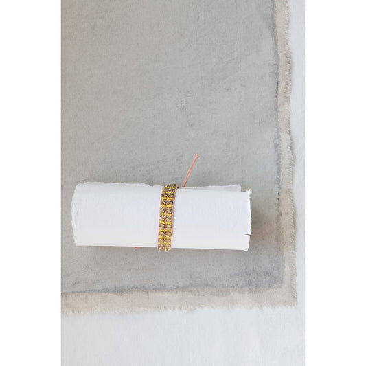 6"L Cotton & Glass Bracelet