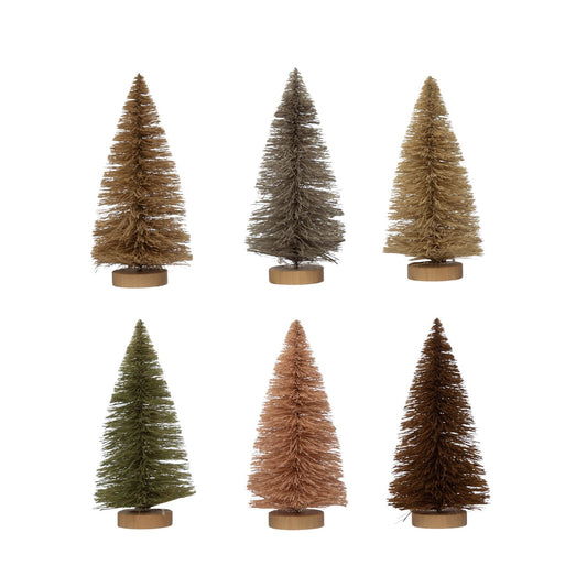 3" Round x 6"H Sisal Bottle Brush Tree with Wood Base
