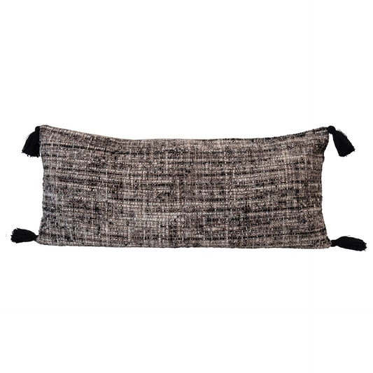 36" x 16" Woven Boucle Lumbar Pillow with Tassels