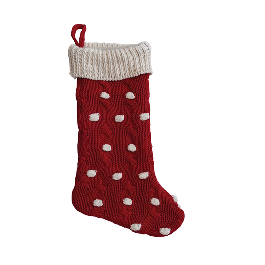 20"H Cotton Knit Stocking w Dots