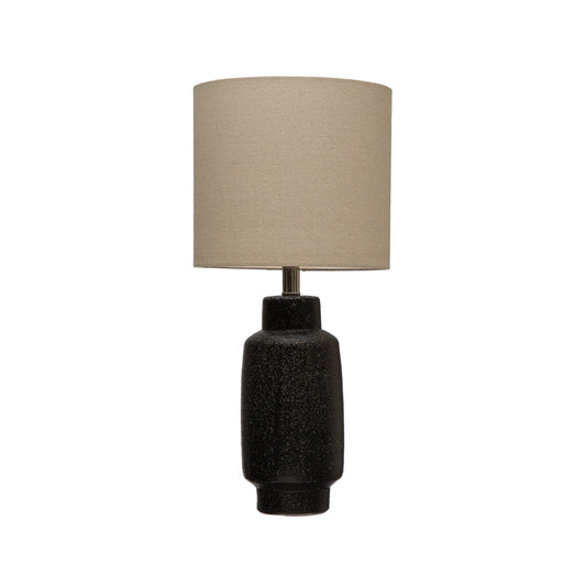 22"H Terra-cotta Table Lamp w Fabric Shade