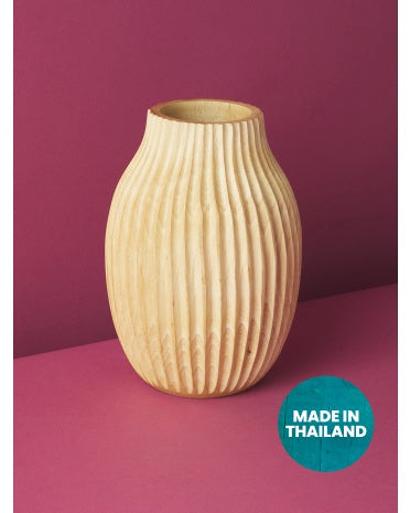 10" Natural Carved Mango Wood Vase