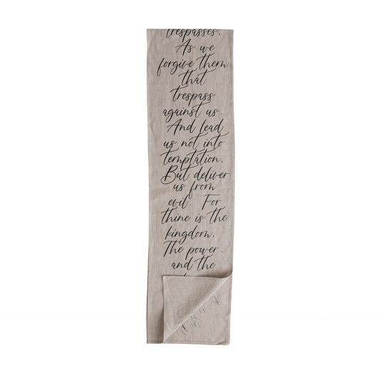 Linen Printed Table Runner "Our Father