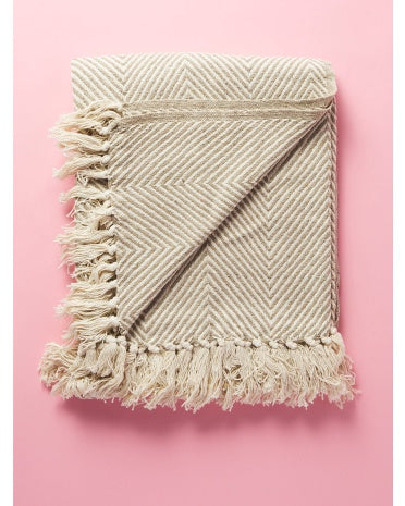 Chevron Woven Throw 50" 60" - Oatmeal