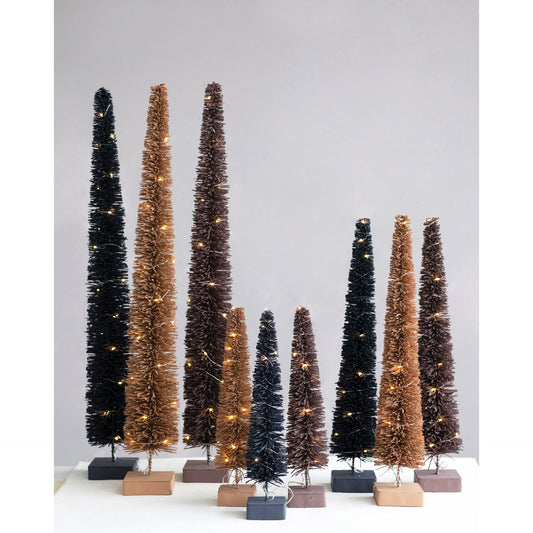 3-1/2" Rnd x 17-1/4"H Rattan Tree with LED Lights  - Navy Color