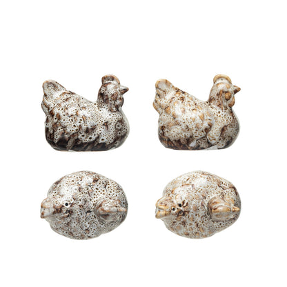 Stoneware Hen Shaped Salt & Pepper Shakers