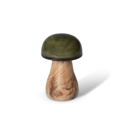 Forest Green Lacquered Wooden Mushroom, Small