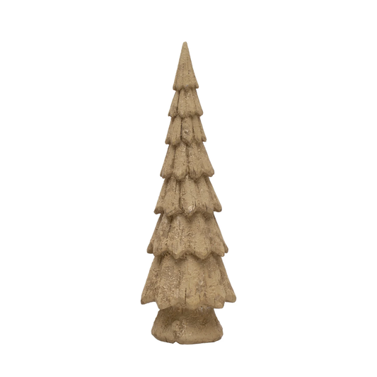 3-1/4" Round x 9-3/4"H Resin Tree, Tan & Gold Color