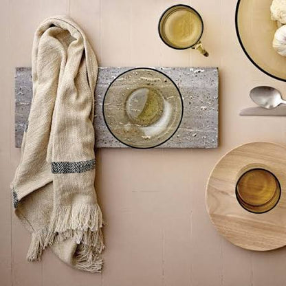 Woven Cotton Striped Kitchen Towels w/ Fringe