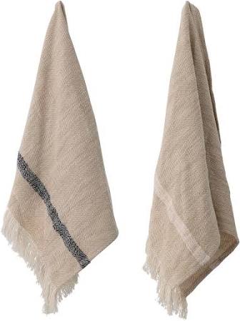 Woven Cotton Striped Kitchen Towels w/ Fringe