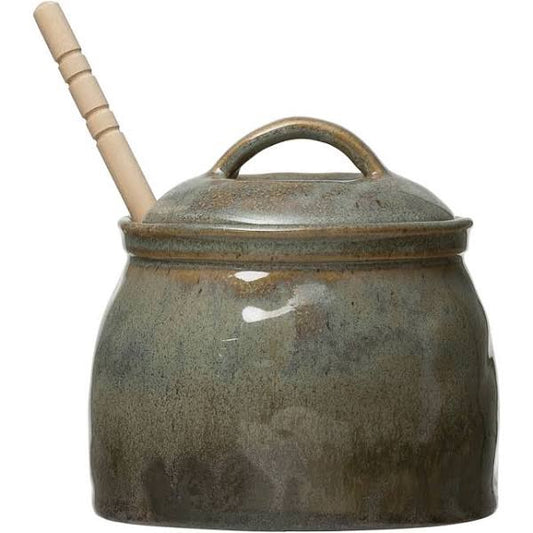 Honey Jar with Wood Honey Dipper