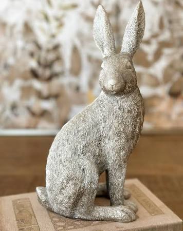 Gray Stoneware Bunny Figurine