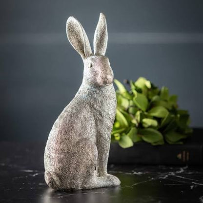 Gray Stoneware Bunny Figurine