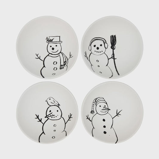 Stoneware Bowl with Snowman Image, 4 Styles