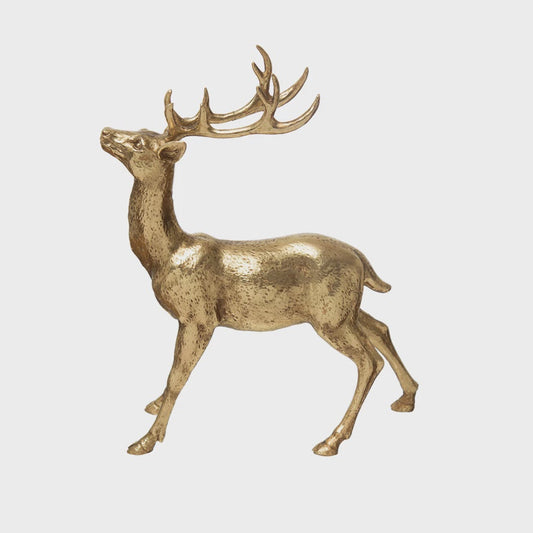 Resin Standing Deer, Gold Finish