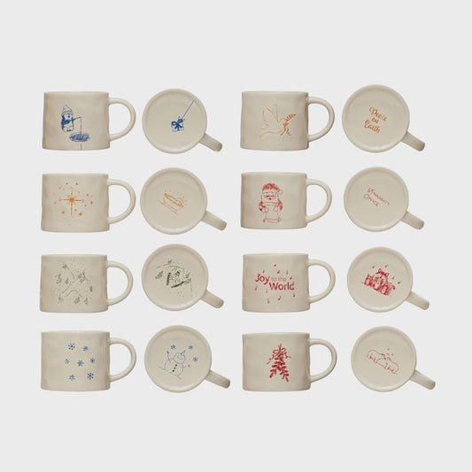 4-1/4" Round X 3-1/2"H 16 oz. Stoneware Mug w/ Wax Relief Image & Secret Image on Bottom