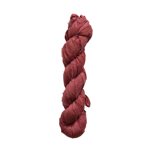 70-75 Yard Recycled Torn Silk Ribbon, Brown
