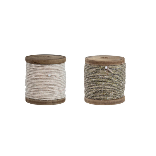 20 Yard Cotton Cord on Wood Spool w/ Iridescent Tinsel